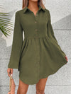 Elisa Button Up Collared Neck Long Sleeve Dress