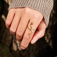 Gabrielle Snake Shape 18K Gold-Plated Bypass Ring