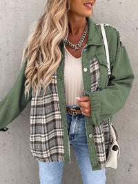 Alaina Plaid Button Up Dropped Shoulder Jacket