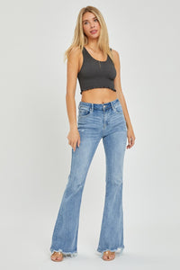 Hallie High Rise Frayed Hem Flare Jeans