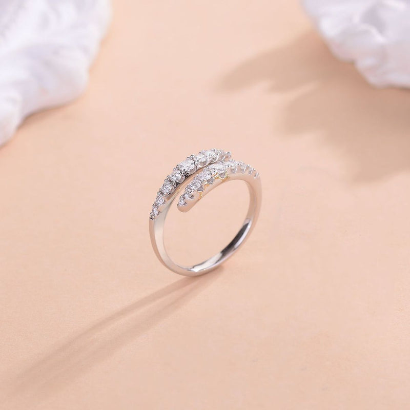 Yareli 925 Sterling Silver Moissanite Bypass Ring