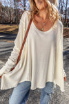 Dayana Exposed Seam Round Neck Long Sleeve Blouse