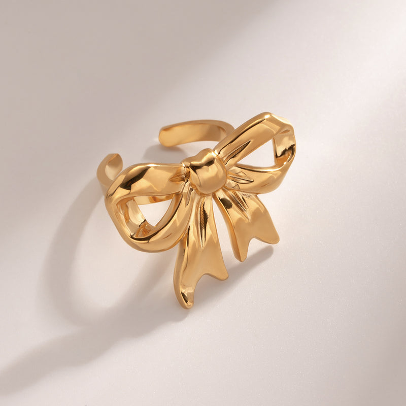 Kathryn 18K Gold-Plated Stainless Steel Bow Ring