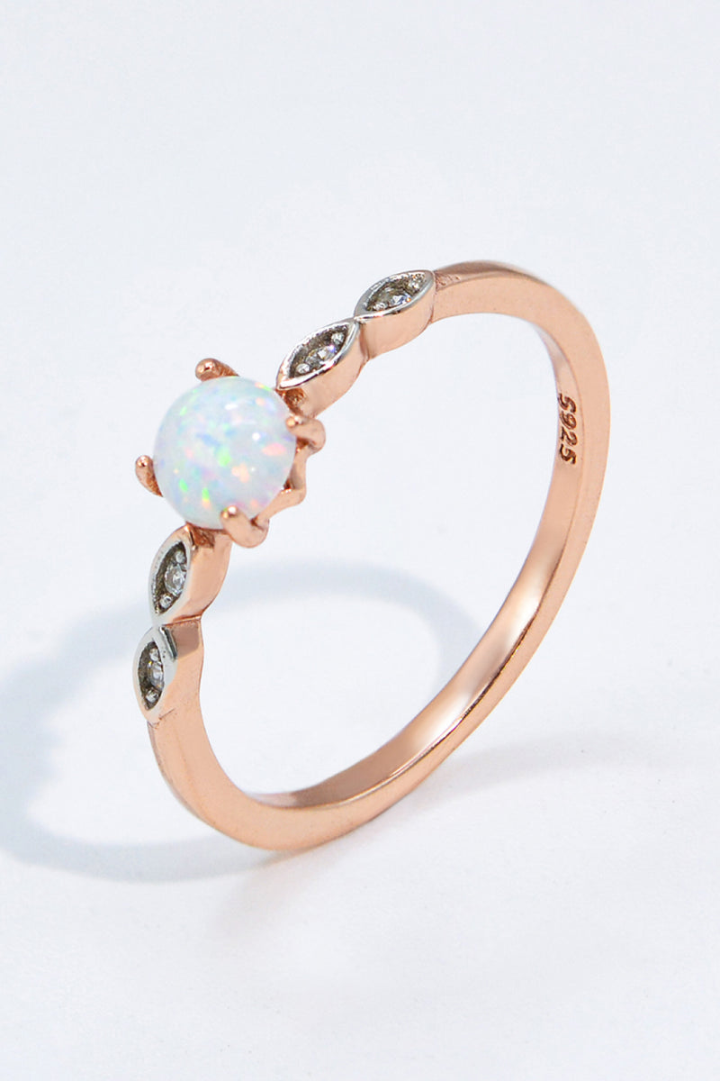 Luciana Opal Contrast Platinum-Plated Ring