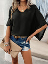 Marlowe V-Neck Batwing Sleeve Knit Top