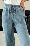 Araceli Drawstring High Waist Jeans with Pockets