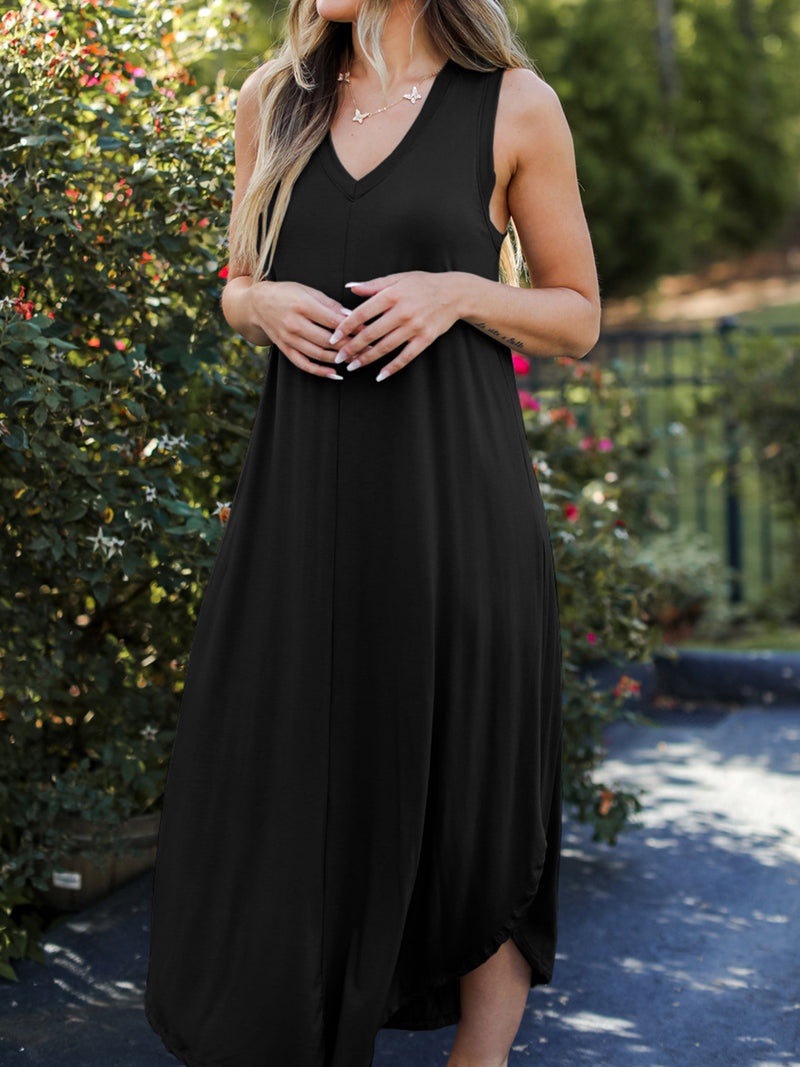 Aaliyah V-Neck Midi Tank Dress