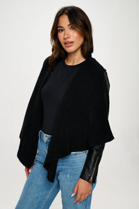 Journey Knit Collared Faux Leather Crop Jacket