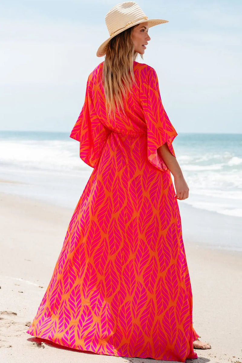 Aitana Drawstring Printed V-Neck Maxi Dress