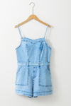 India Tied Spaghetti Strap Denim Romper