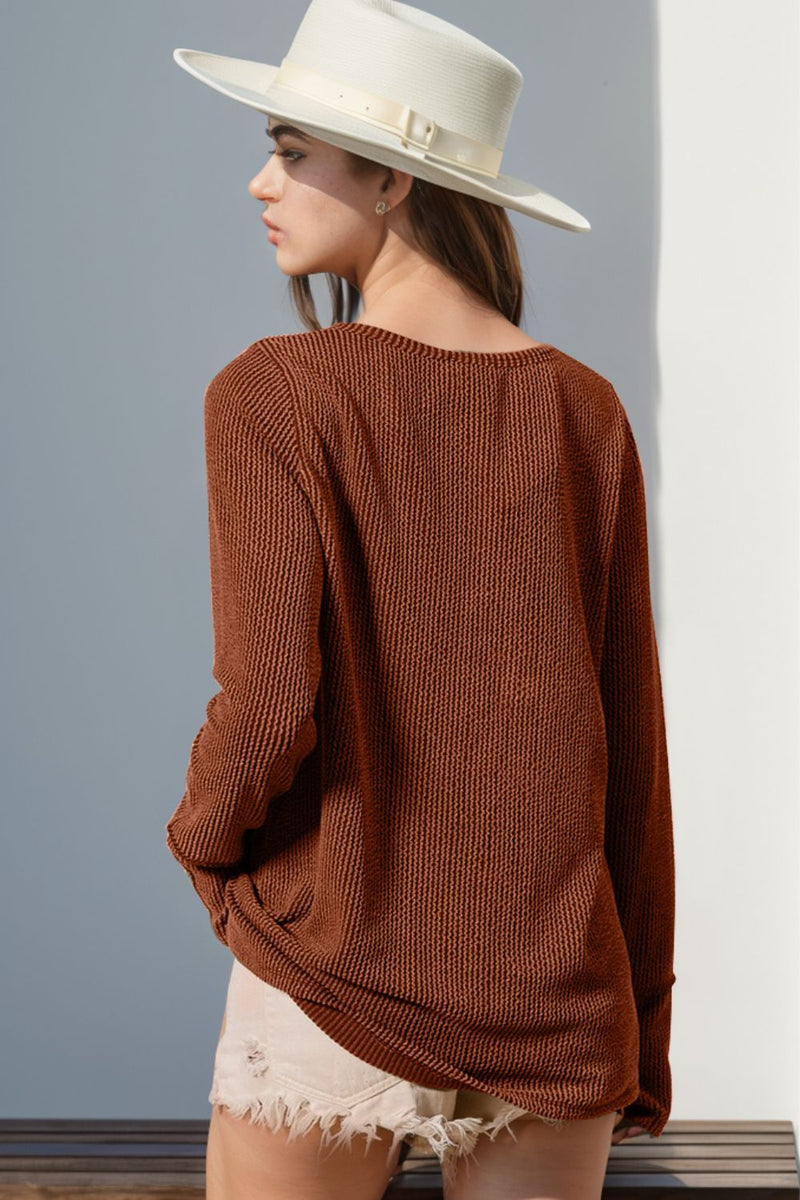 Raegan Notched Thumbhole Long Sleeve T-Shirt