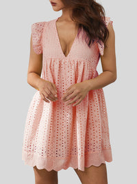 Bianca Ruffled Eyelet Cap Sleeve Mini Dress