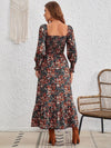 Emmeline Smocked Floral Square Neck Long Sleeve Dress