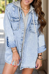 Anastasia Distressed Button Up Long Sleeve Denim Jacket