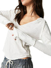 Madilyn Exposed Seam Notched Long Sleeve T-Shirt