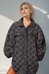 Novah Button Up Fuzzy Checkered Shacket