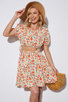 Marisol Floral Cutout Short Puff Sleeve Dress