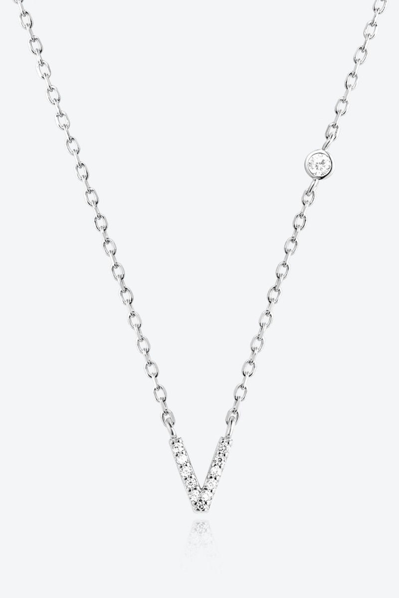 Angelina V To Z Zircon 925 Sterling Silver Necklace