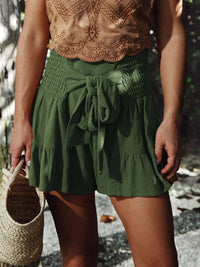 Azaria Smocked Ruffled High Waist Shorts