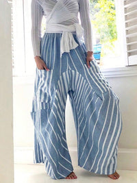 Makenzie Striped Elastic Waist Wide Leg Pants