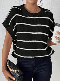 Ruth Striped Round Neck Short Sleeve Knit Top