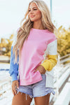 Imani Slit Contrast Round Neck Long Sleeve Sweatshirt