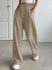 Artemis Drawstring Striped Elastic Waist Pants