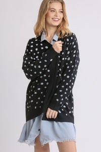 Gemma Polka Dot Open Front Drop Shoulder Cardigan