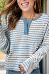 Bristol Striped Round Neck Dropped Shoulder Long Sleeve Top