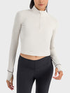 Journee Mock Neck Half Zip Long Sleeve Sport Top