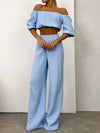 Kamiyah Off Shoulder Long Sleeve Top and Pants Set