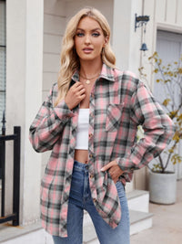 Juniper Pocketed Plaid Collared Neck Long Sleeve Shirt