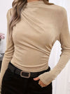 Shelby Ruched Mock Neck Long Sleeve T-Shirt