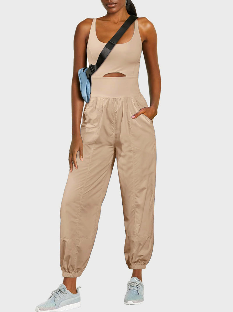 Amari Cutout Scoop Neck Wide Strap Jumpsuit