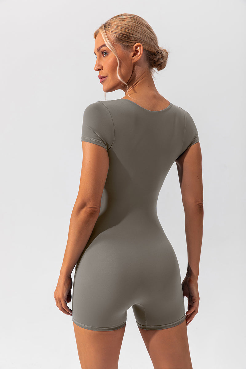 Aleena Square Neck Cap Sleeve Active Romper