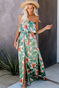 Karsyn Slit Tropical Sleeveless Tube Dress