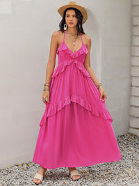 Lottie Ruffled Halter Neck Sleeveless Maxi Dress