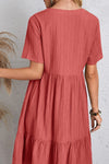 Annalise Full Size Ruched V-Neck Short Sleeve Dress