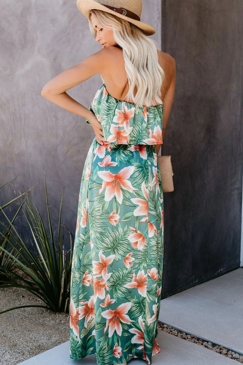 Karsyn Slit Tropical Sleeveless Tube Dress