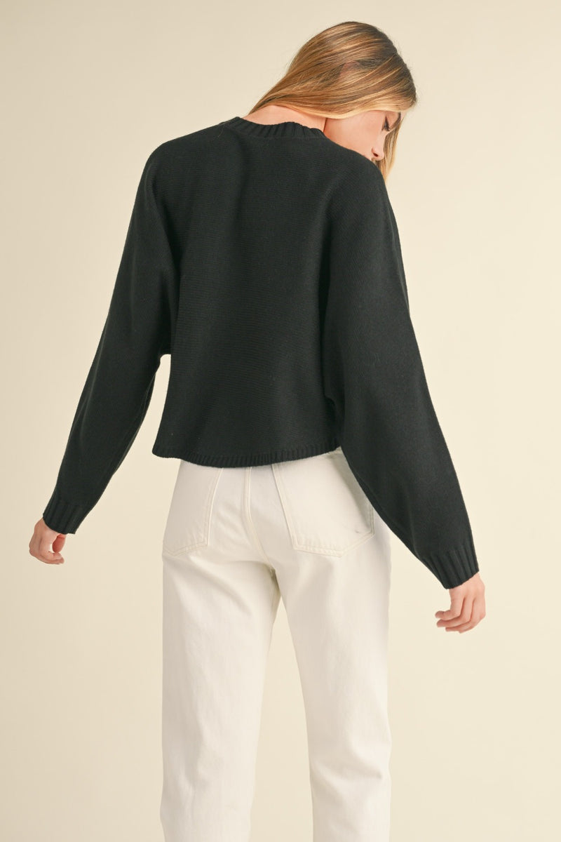 Madelynn Round Neck Dolman Sleeve Cropped Sweater