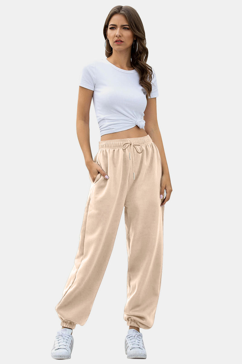 Lauren Elastic Waist Joggers with Pockets