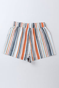 Pearl Striped Elastic Waist Shorts