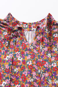 Dream Printed Mock Neck Short Sleeve Blouse