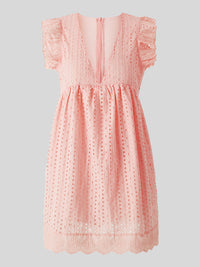 Bianca Ruffled Eyelet Cap Sleeve Mini Dress