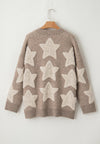 Anastasia Sherpa Star V-Neck Cardigan with Pockets