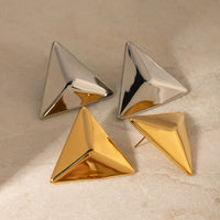 Samira Stainless Steel 3D Triangle Earrings