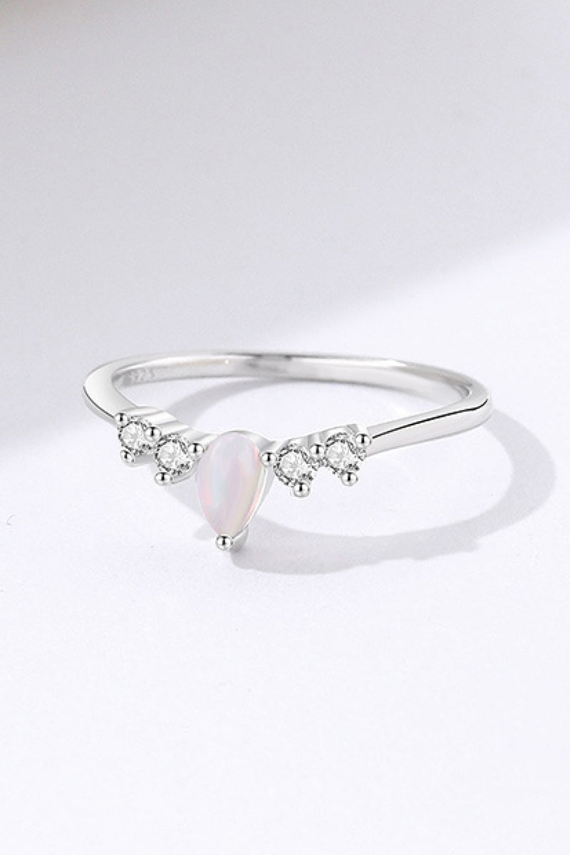 Laura Pear Shape Opal Inlaid Zircon Ring