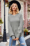 Reagan Ribbed Drop Shoulder Lantern Sleeve Sweater