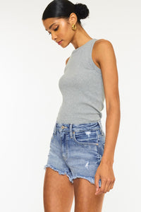 Ellis Distressed Raw Hem Denim Shorts