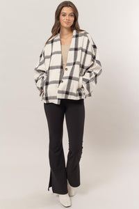 Drew Plaid Long Sleeve Jacket with Side Slit Pockets